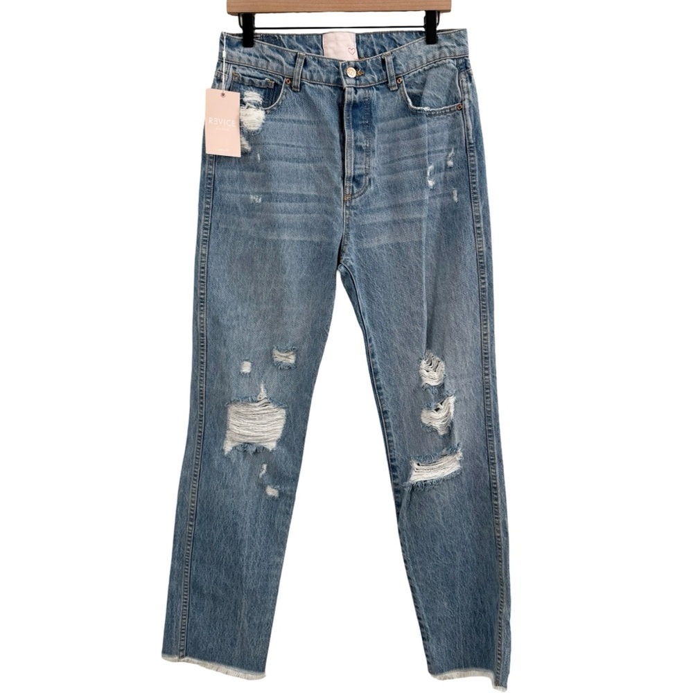 REVICE Medium Blue Ripped Boyfriend Jeans